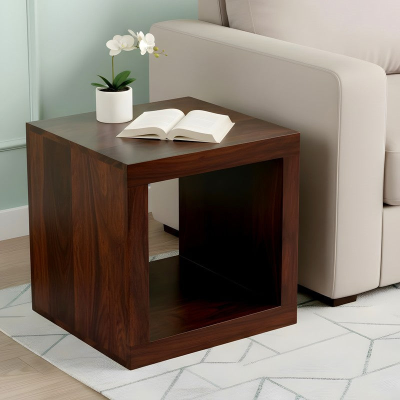 Pverox Sheesham Wooden Side & Bedside Table - Brown