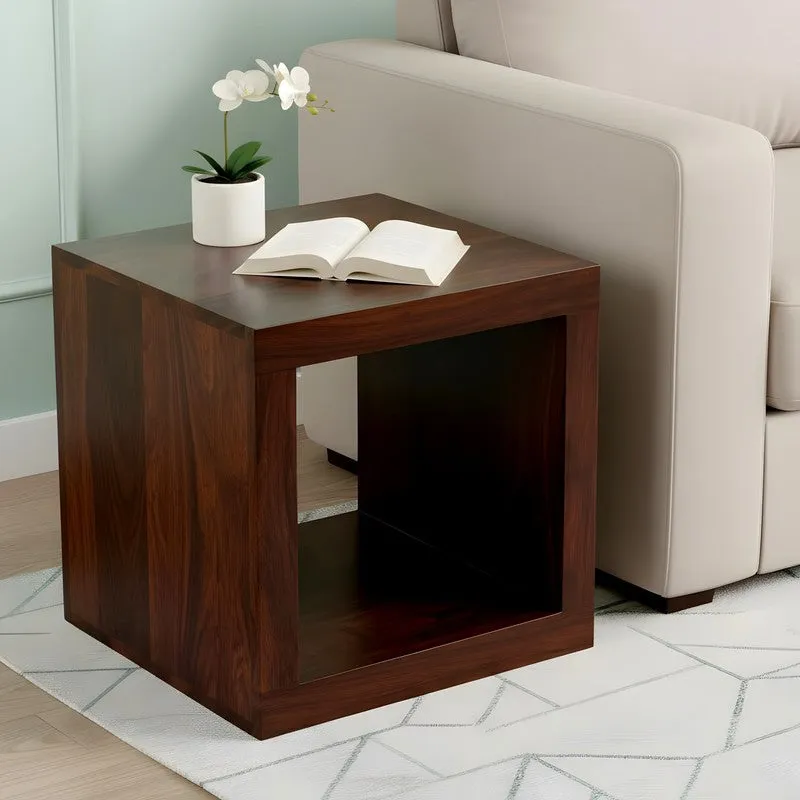 Pverox Sheesham Wooden Side & Bedside Table - Brown media 1