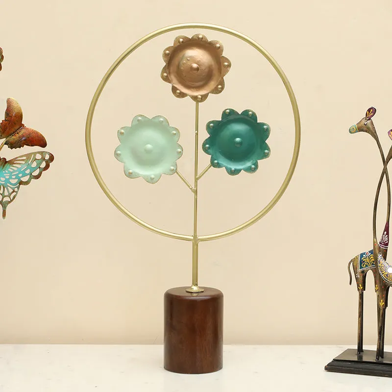 Steel & Petals Metal & Wood Showpiece media 1