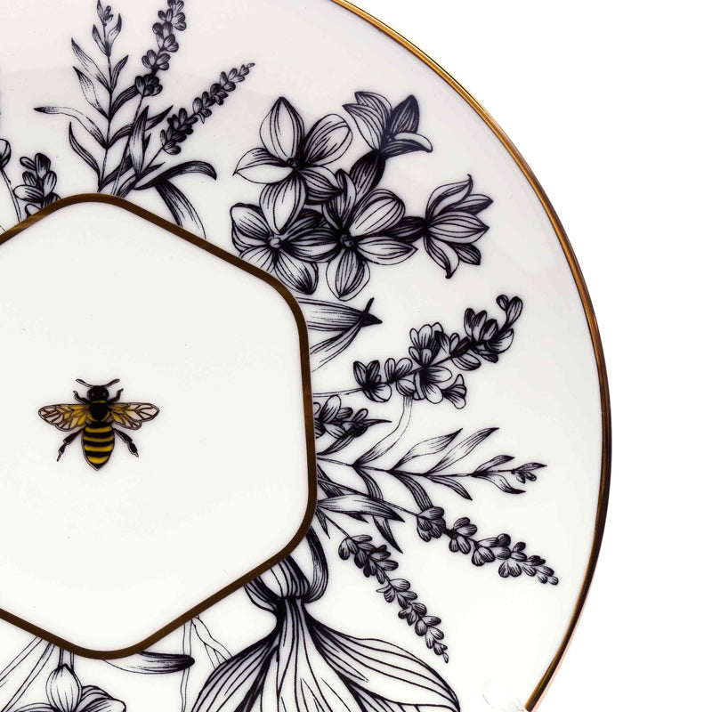 Gilded Bee 24k Gold Brushed Porcelain Dinner Set - 33 Piece Set media 7