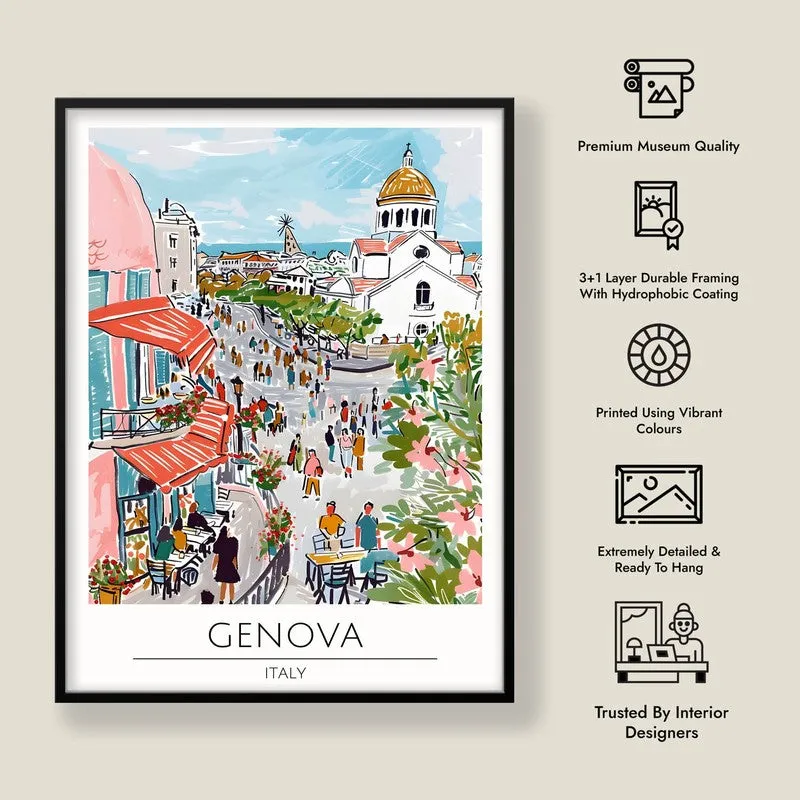 Vintage Genoa Framed Canvas Wall Painting media 8