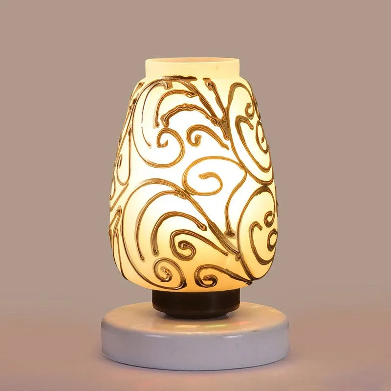 Everdeen Glass Table Lamp With Wooden Base - White & Gold media 6