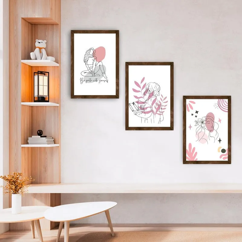 Pink Persona Paper Wall Painting With Frame - Brown media 4