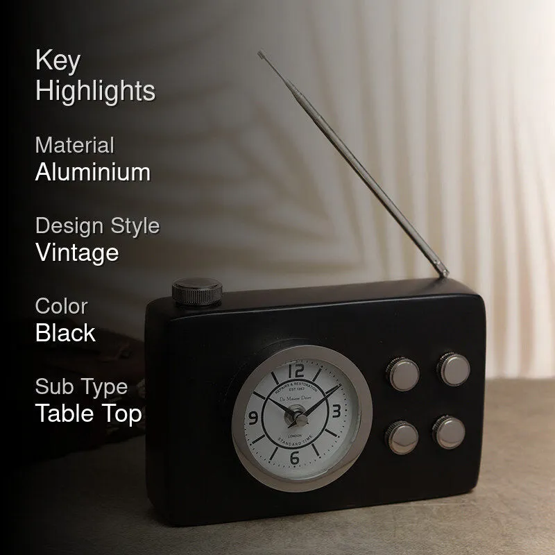 Vintage Agora Analog Aluminum Table Clock - Black media 2
