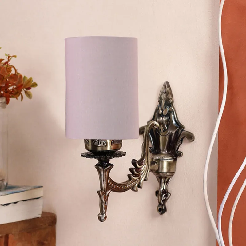 Vista Edrel Cylindrical Fabric & Metal Wall Lamp - Grey media 3