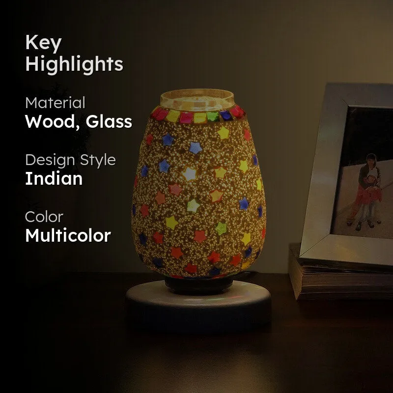 Lumyra Glass Table Lamp With Wooden Base - Multicolor media 2