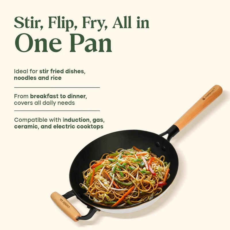 Cumin Co Enamel Cast Iron Wok (1500 mL) - White media 11