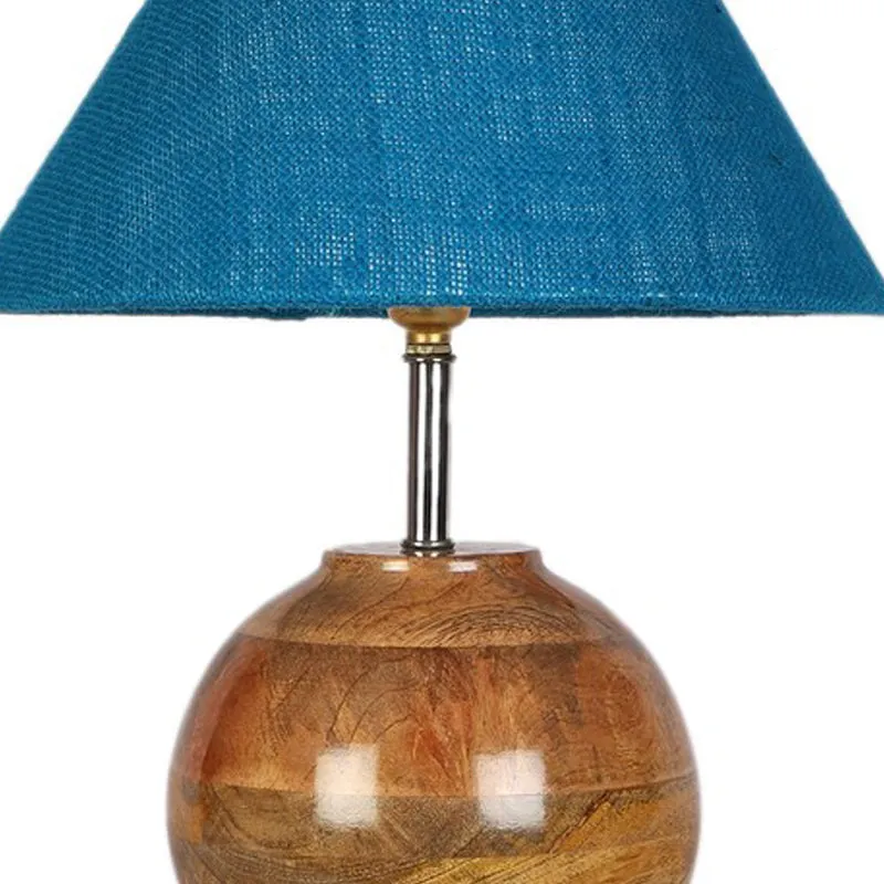 Auryon Jute Table Lamp With Wooden Base - Blue media 5