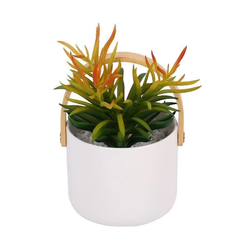 Faux Succulent In Bucket Pot (16.5 cms) - White media 3