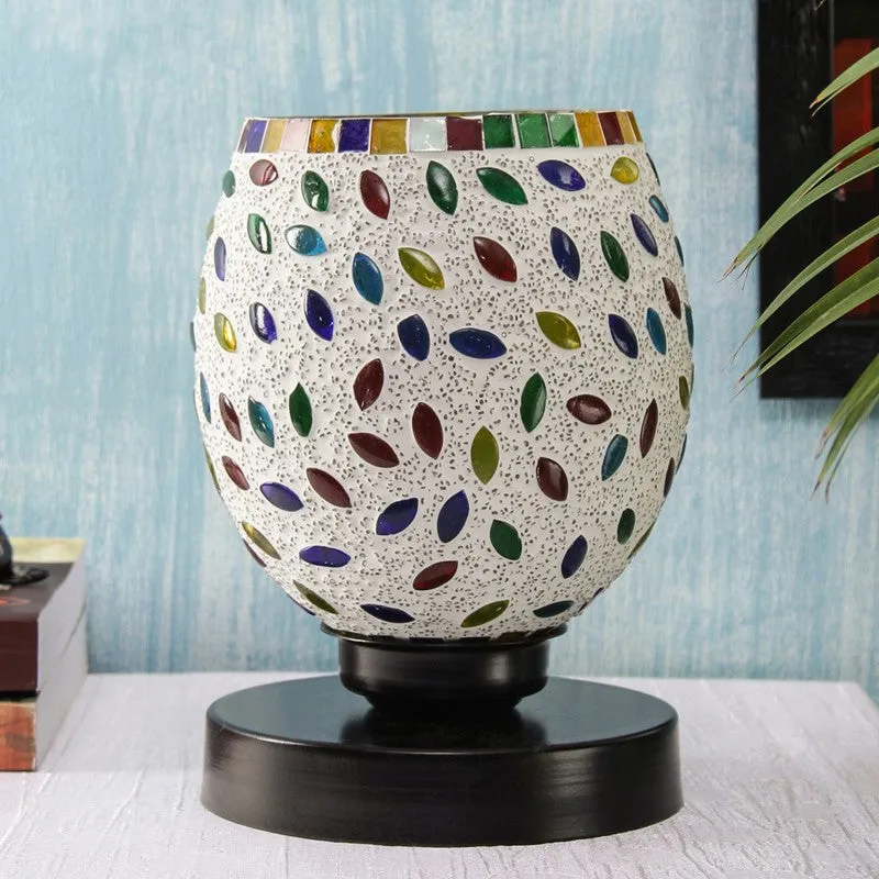 Flameora Mosaic Glass Table Lamp With Wooden Base - Multicolor media 3