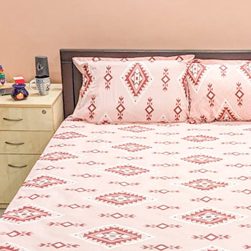Lisha Ethnic Cotton Bedsheet (Pink) - 144 TC media 4