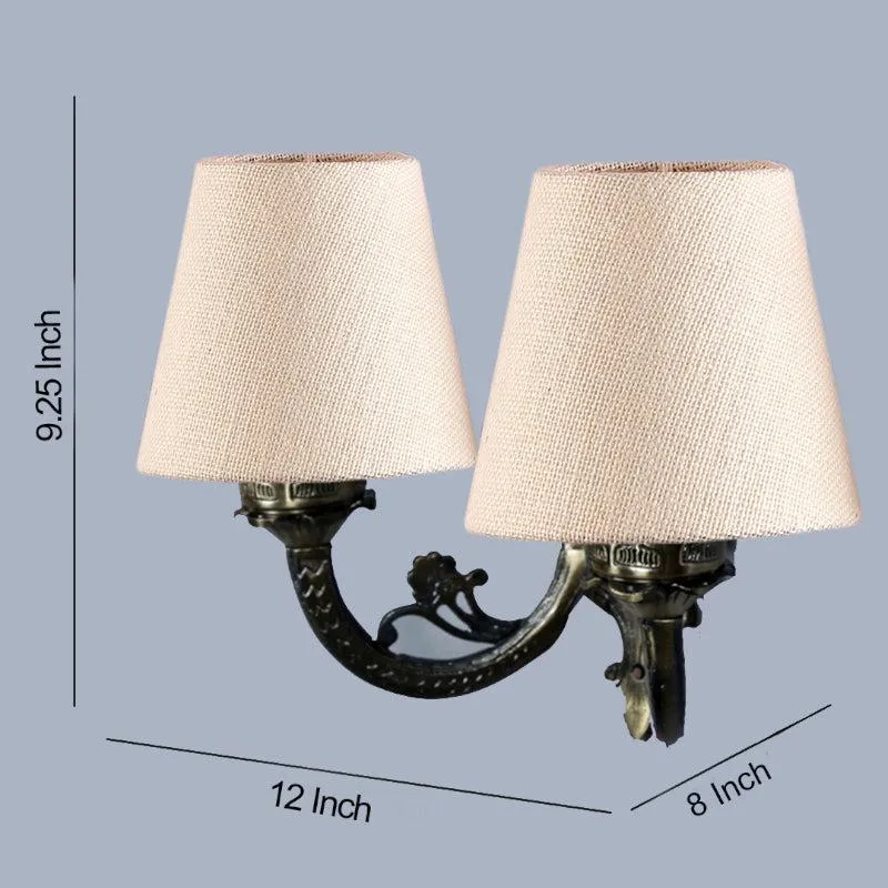 Vintage Conical Duo Fabric & Metal Wall Lamp - White media 6