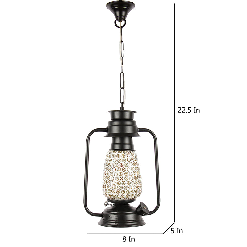 Navina Mosaic Lantern Glass Ceiling Lamp - Black media 5