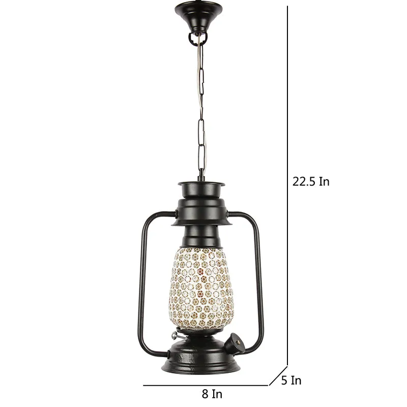 Navina Mosaic Lantern Glass Ceiling Lamp - Black media 5