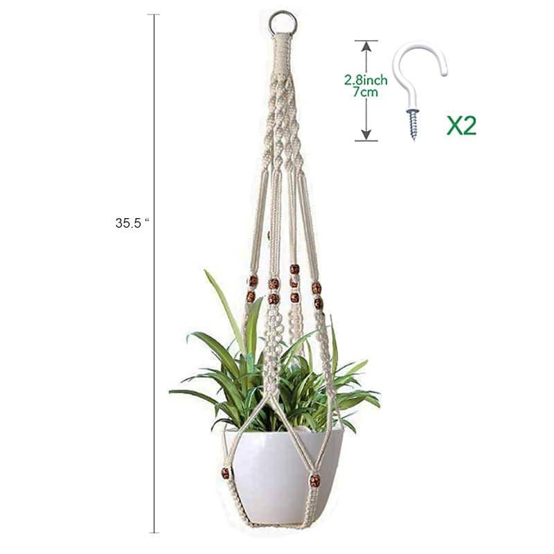 Beaded Macrame Plant Hanger - Set Of Two media 4