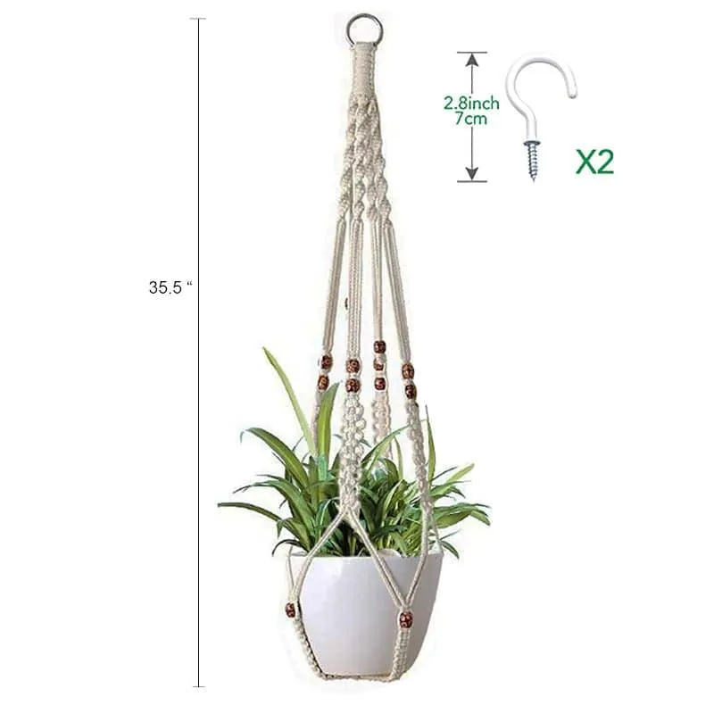 Beaded Macrame Plant Hanger - Set Of Two media 4