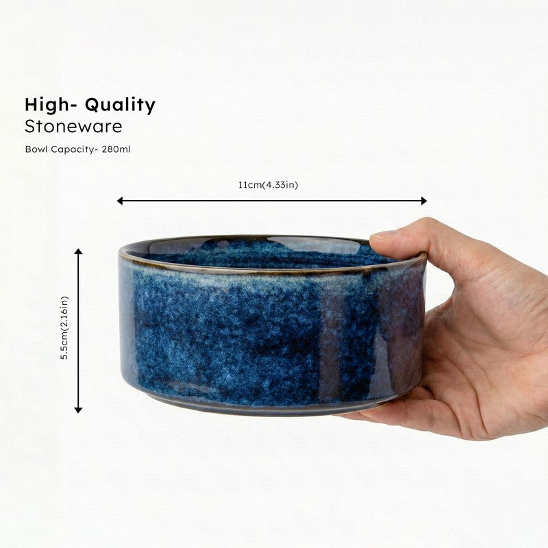 Whimsi Ceramic Soup Bowls (280 mL,Dark Blue) - Set Of Four media 7