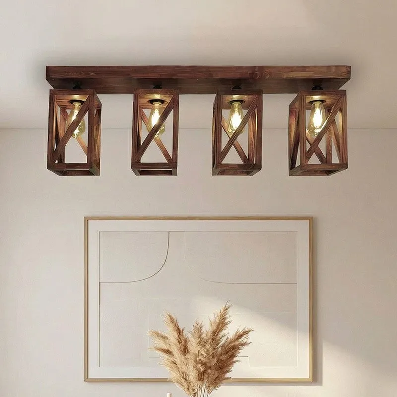 Tyriana 4 Series Wooden Cuboid Ceiling Lamp media 1