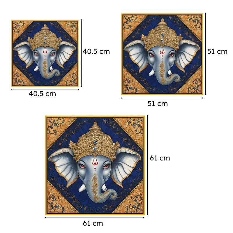 Bleu Ganesha Canvas Wall Art With Frame media 7