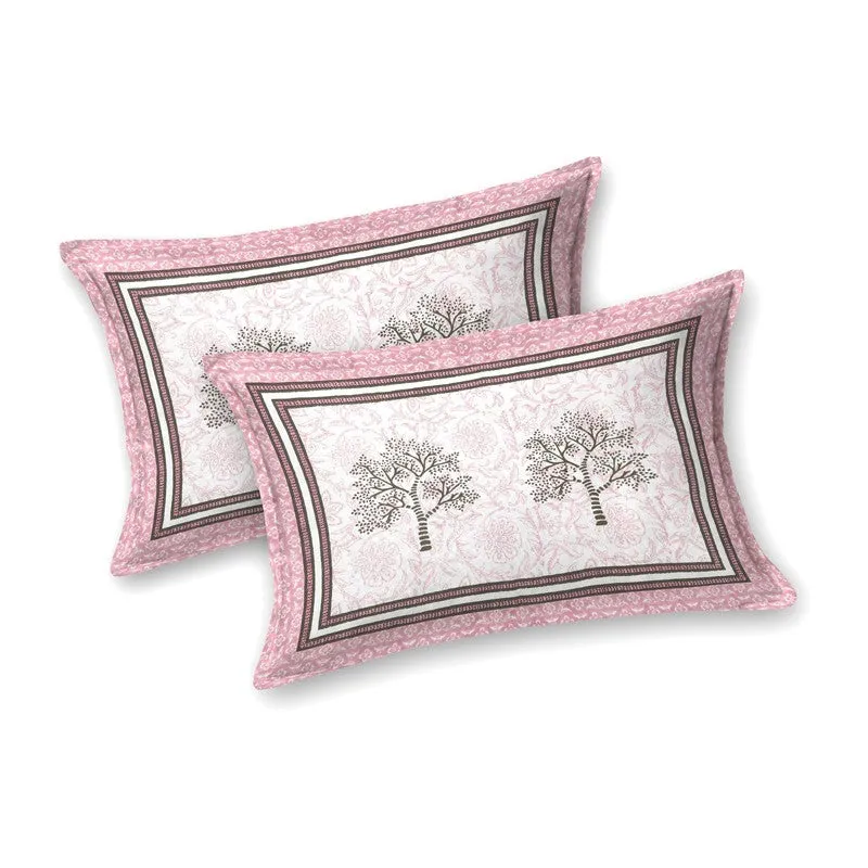 Gridor Cotton Bedsheet (Pink,Grey) - 240 TC media 4