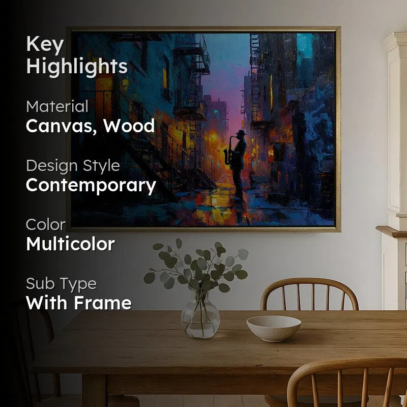 Neon Alley Canvas Wall Painting With Frame media 2
