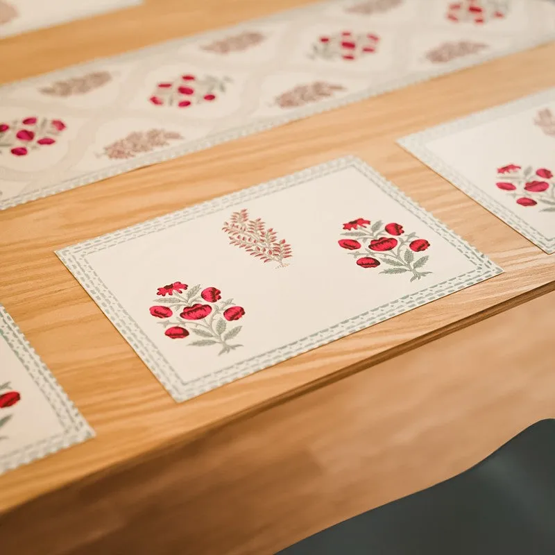 Earthy Elegance Cotton Table Linen Set (Red) - Seven Piece Set media 4