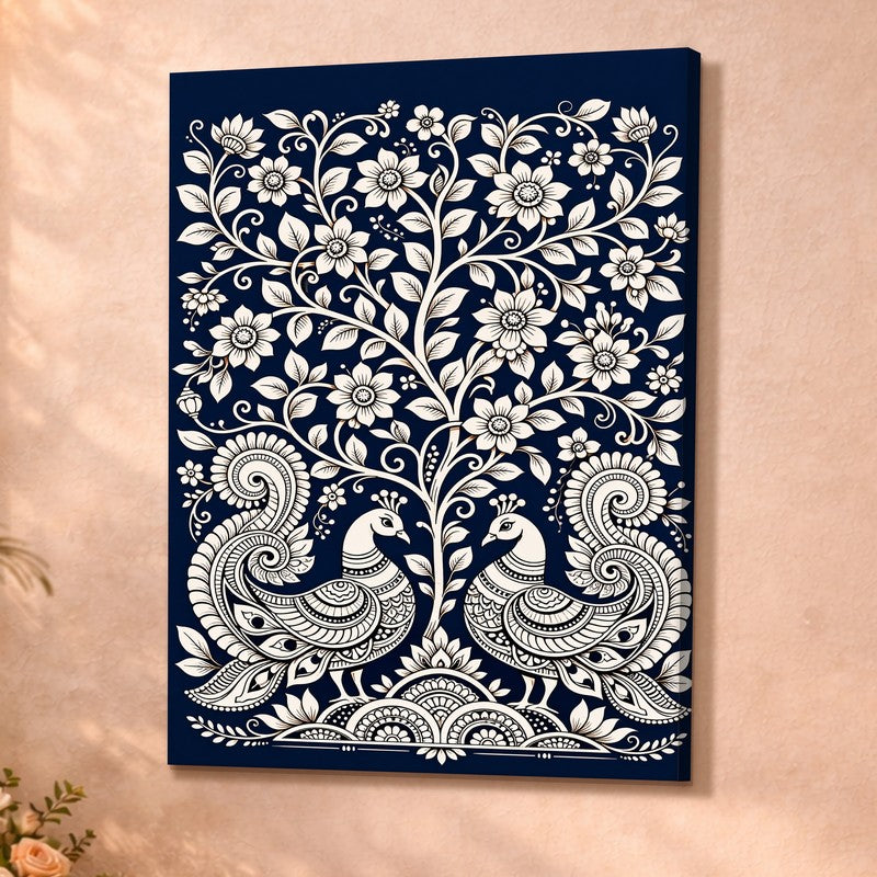 Nature Poetry Peacock Canvas Wall Art & Paintings media 4