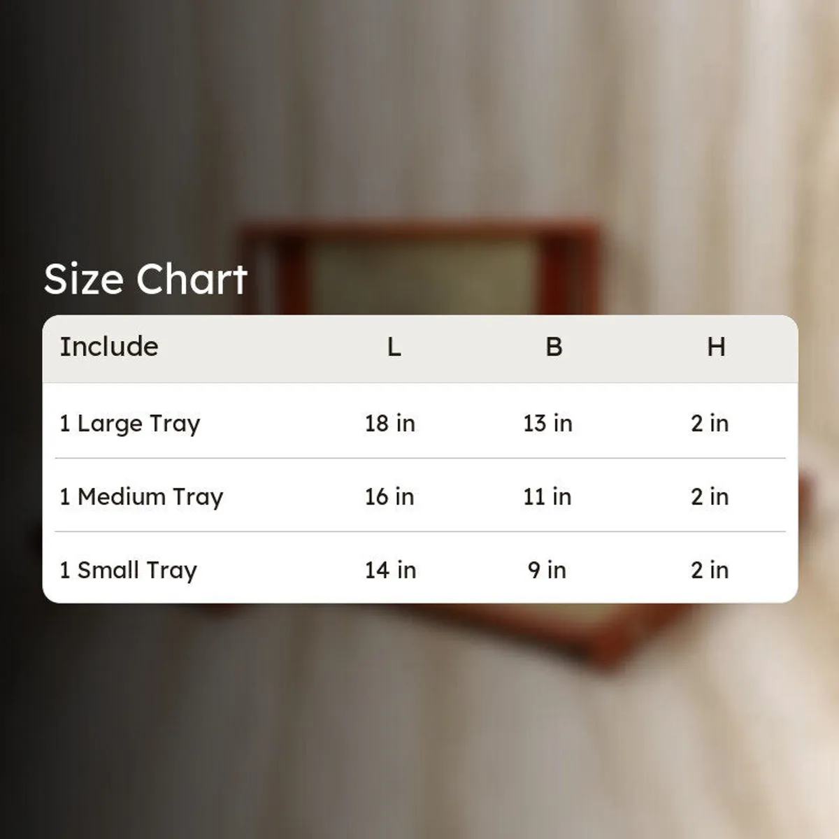 Three brown trays shown together in graduated sizes