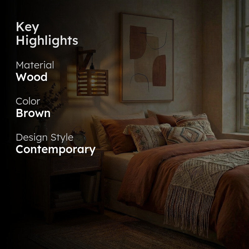 GeoLine Wooden Wall Lamp - Brown media 2
