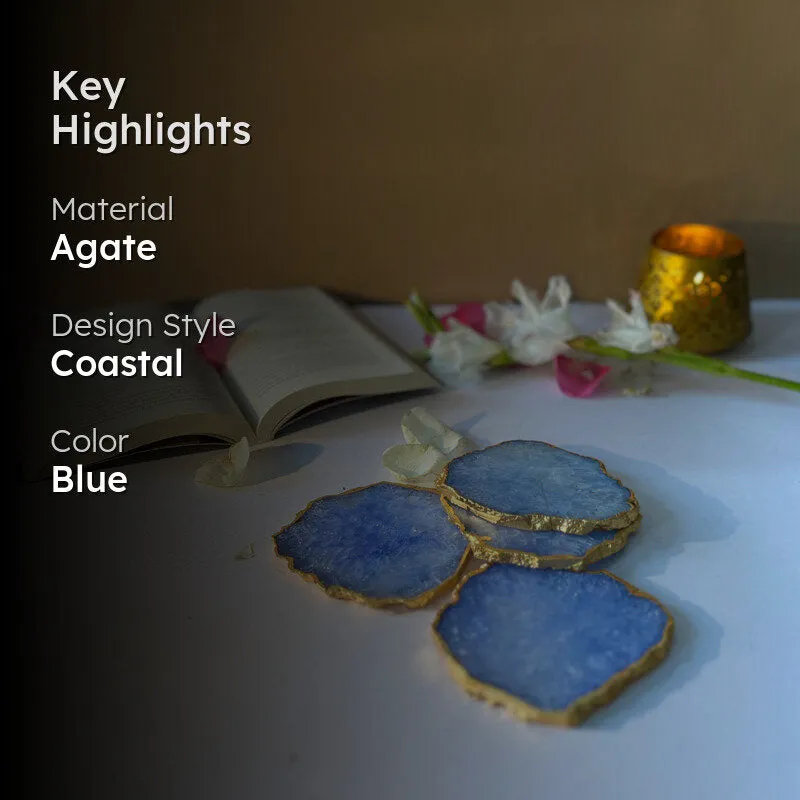 Celeste Handcrafted Crystal Agate Coaster (Blue) - Set Of Four media 2