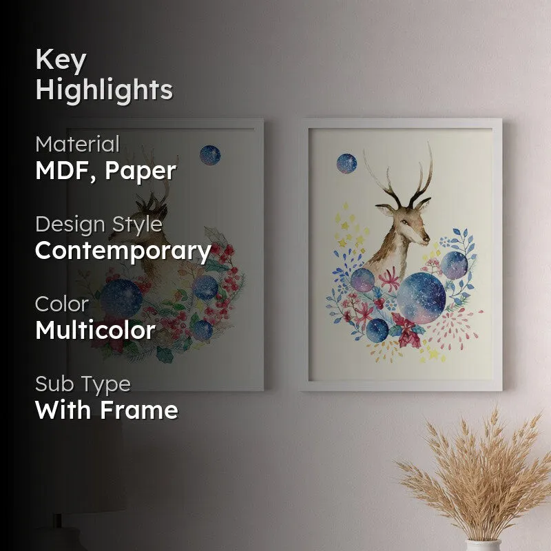 DeerMuse Paper Wall Painting With MDF Frame - Set Of Two media 2