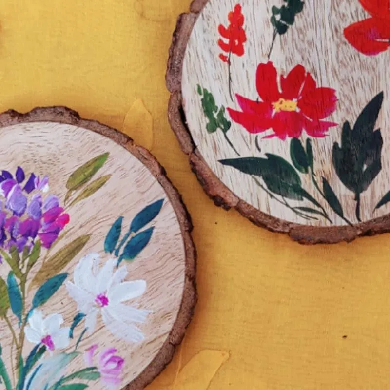 Medusa Flora Handpainted Coaster -  Set Of Two media 3