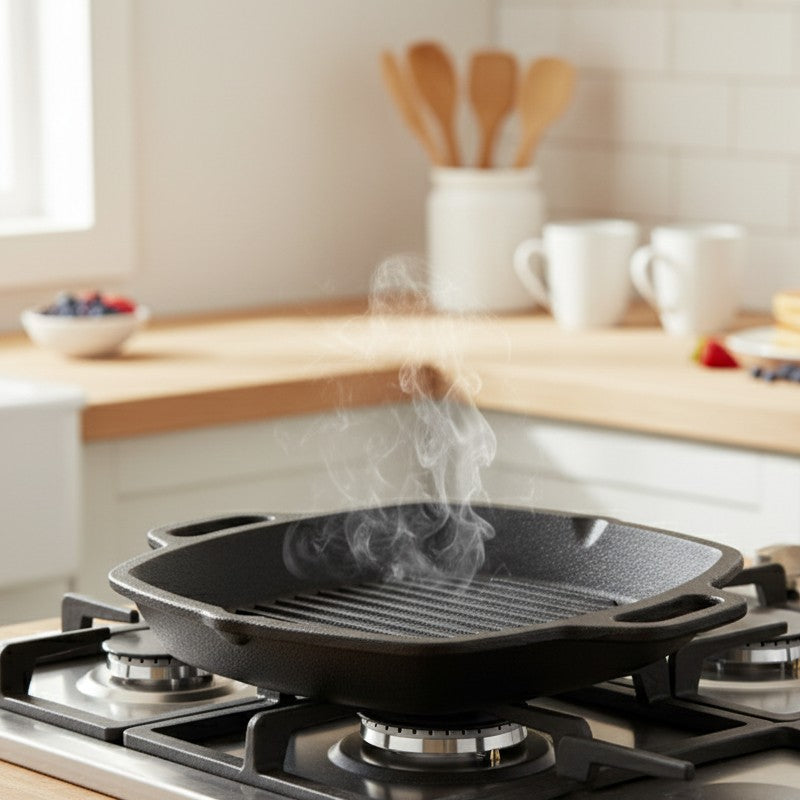 Quadro Double Handle Cast Iron Grill Pan