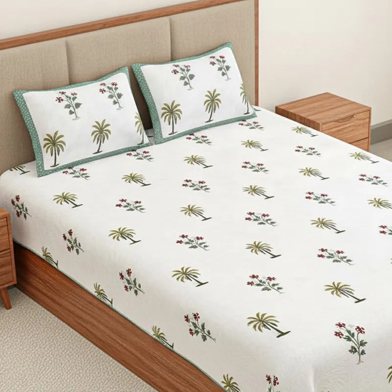 Haveli Cotton Bedsheet (White, Red) - 180 TC media 3