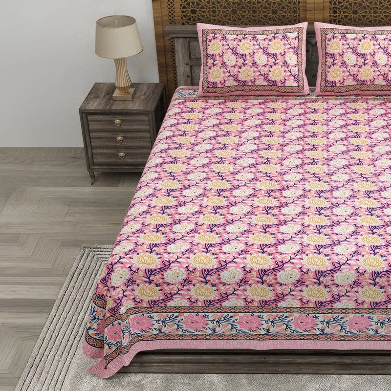 Bloomo Cotton Bedsheet (Purple,Beige) - 240 TC media 3