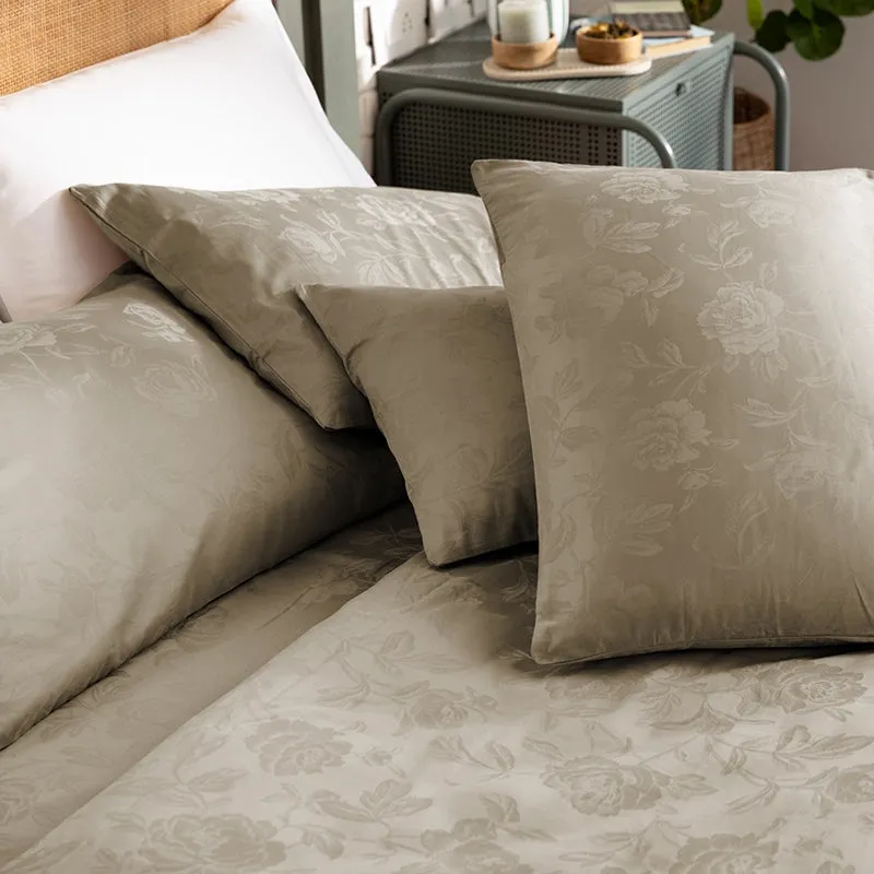 Blooming Rose Jacquard Duvet Cover - Beige media 7