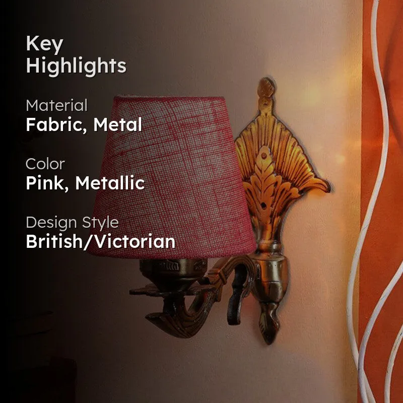 Magda Masique Conical Fabric & Metal Wall Lamp - Pink media 2