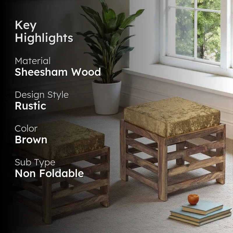 Uvrox Sheesham Wooden Bench with Cushions (Brown) - Four Piece Set media 2