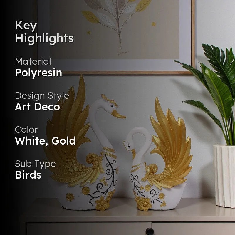 Celestial Swan Polyresin Showpiece - Set Of Two media 2
