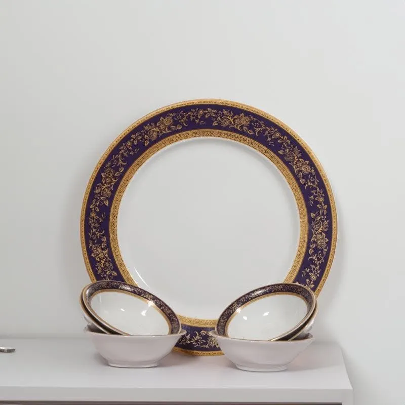 Blue Gold Dinner Set - 7 Piece Set media 1