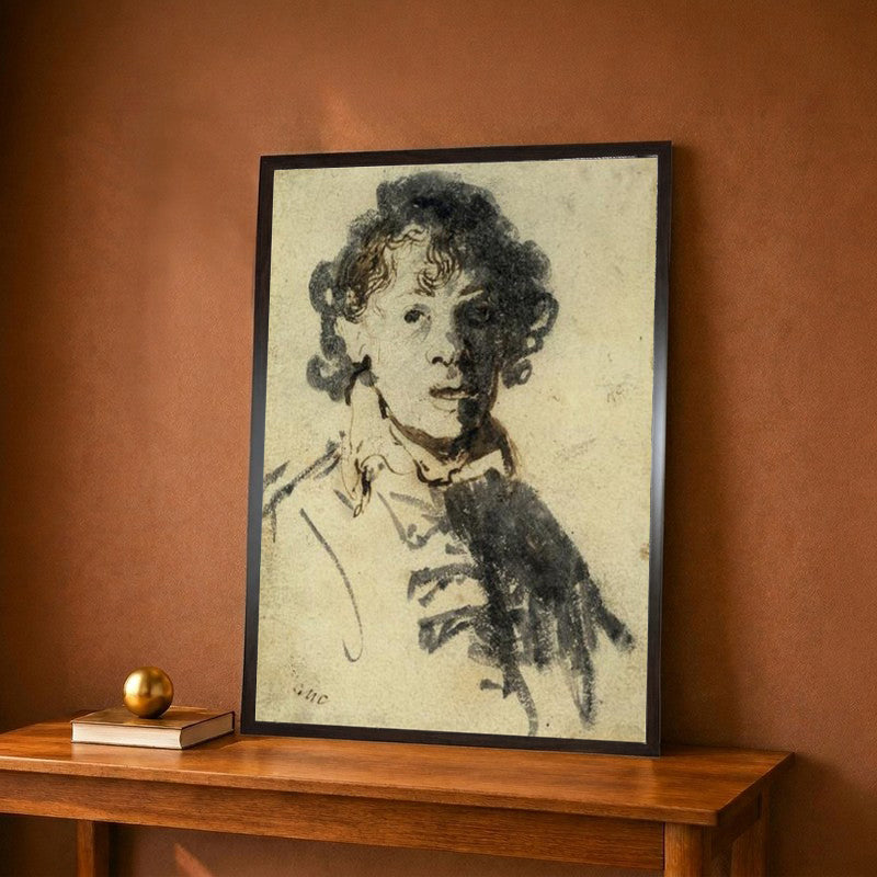 Selfportrait with Mouth Open Canvas Wall Painting - 9 x 12 inches