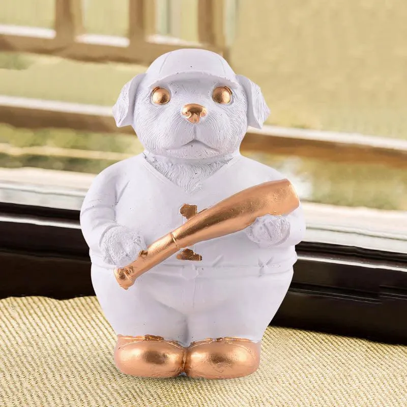 Slugger Pup Painted Polyresin Showpiece - White media 1