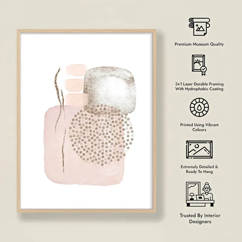 Soft Pink Freckles Framed Canvas Archival Canvas Wall Painting - Natural Brown Frame media 7
