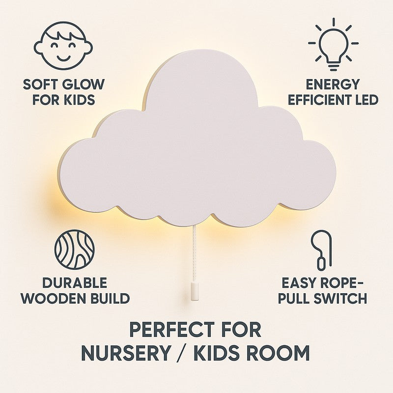 Snuggle Cloud Battery Operated MDF Wall Lamp - White media 10
