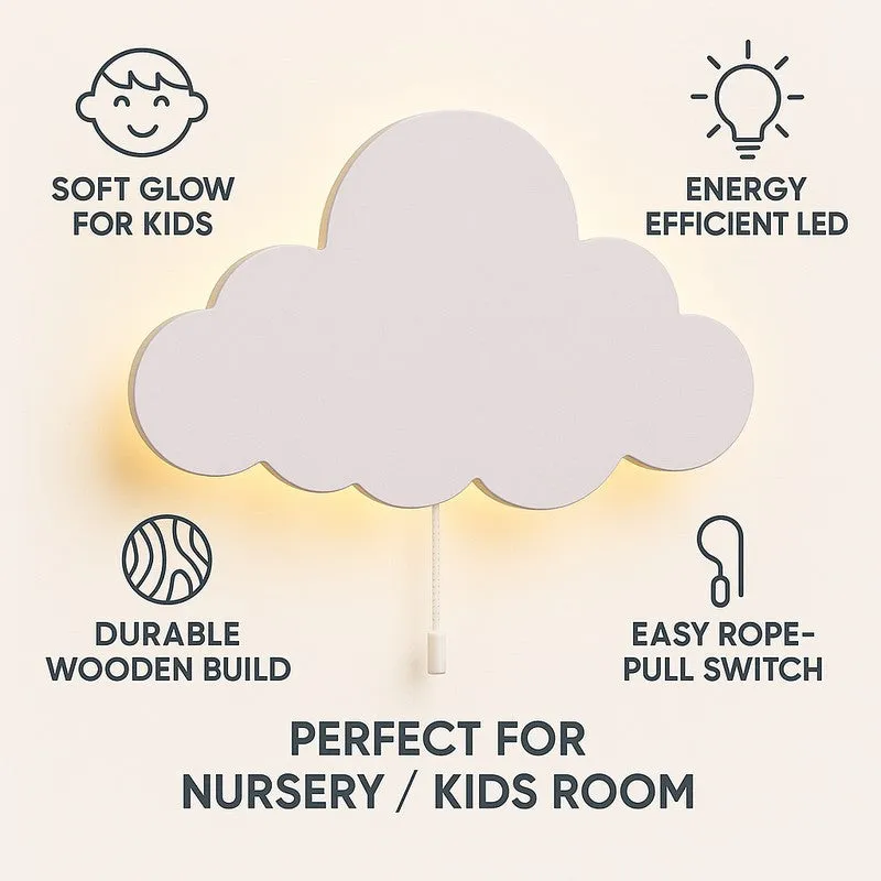 Snuggle Cloud Battery Operated MDF Wall Lamp - White media 10