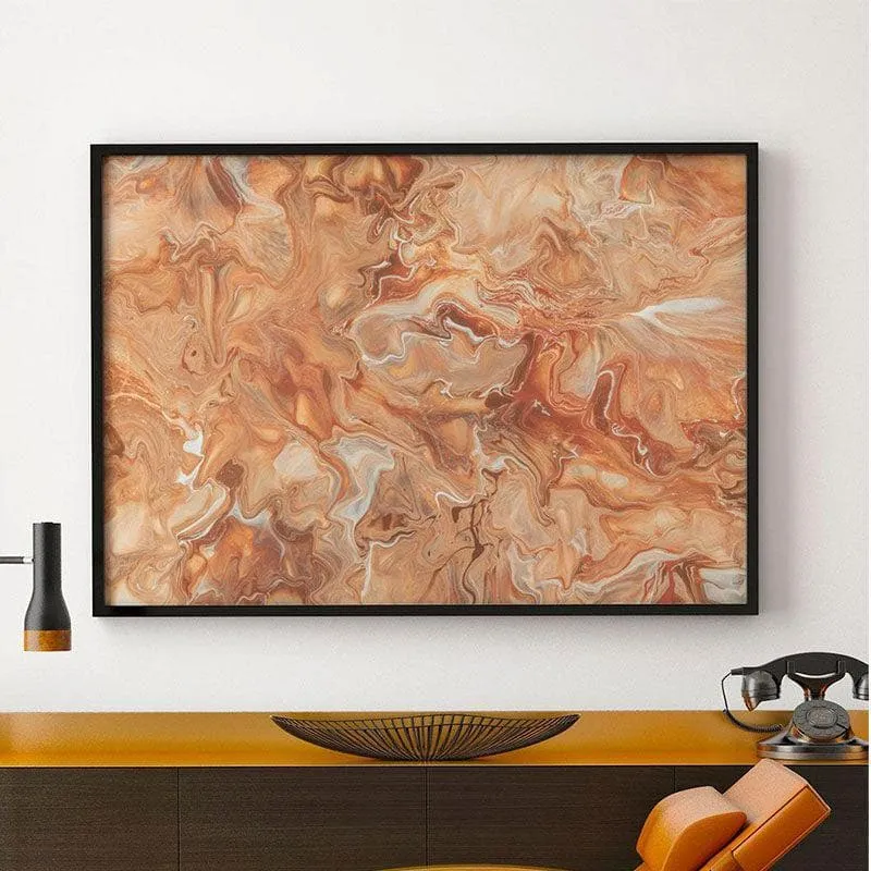 Ginger Malt Abstract Canvas Painting - Black Frame media 1