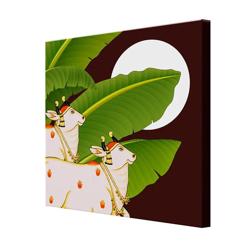 Moonlit Cow Charm Poly Canvas Wall Painting media 5