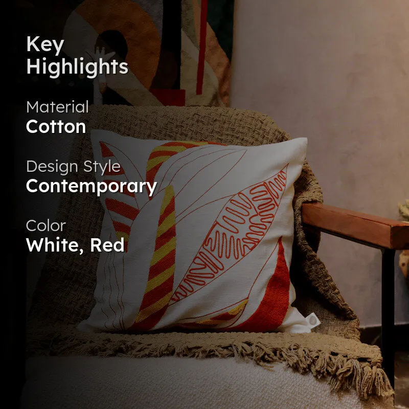 Winter Flames Tufted Cushion Cover - White & Red media 2