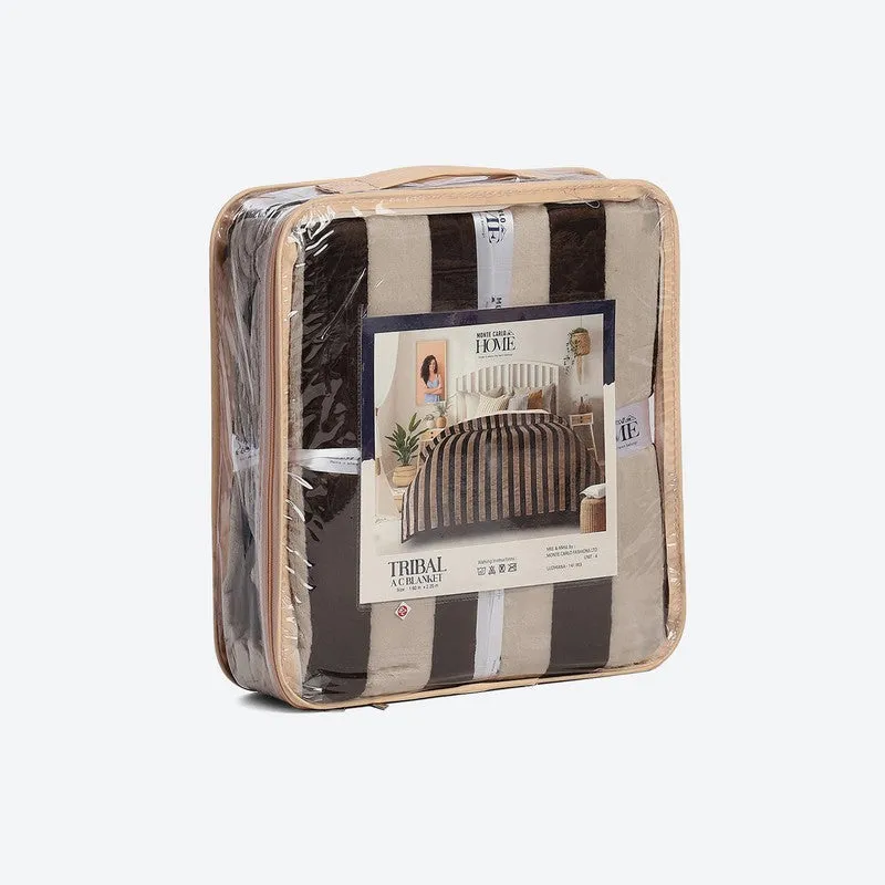 Monte Carlo Strivon Bold Stripes Polyester Blanket (Coffee) - 300 GSM media 7