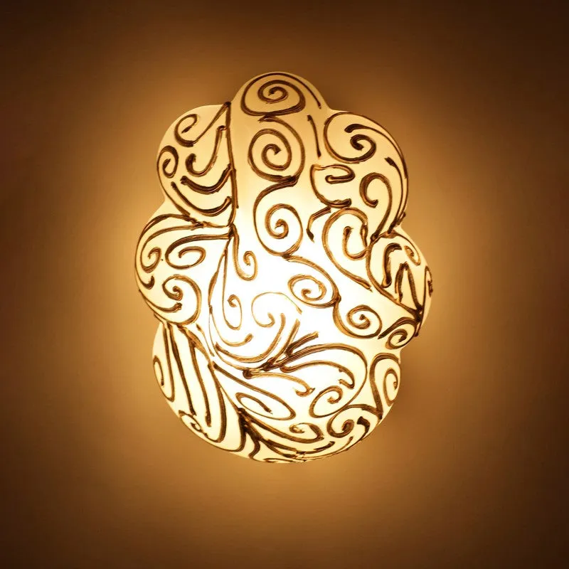 Ganesha Divine Glass Wall Lamp - White & Gold media 4